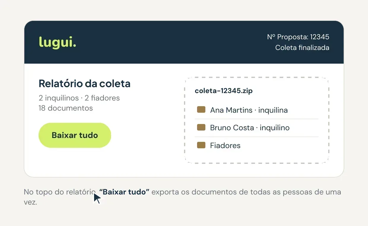 Botão Baixar tudo no topo do relatório da coleta